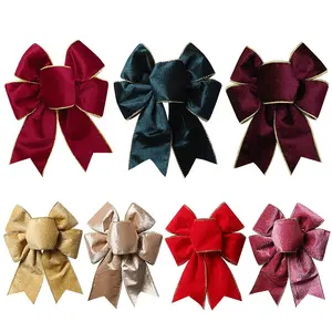 Wholesale Red Bow Decorations Luxury Giant Bow Red Large Velvet Bow For Christmas Tree