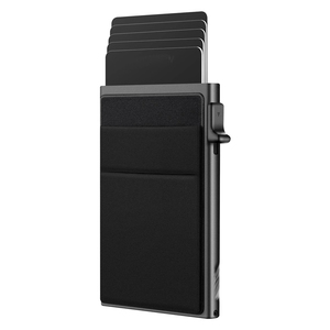 Portefeuille fin pour homme - Porte-cartes pop-up avec blocage RFID, portefeuille minimaliste pour cartes de crédit professionnelles avec poche à monnaie, étui à cartes en métal - Product Image 1