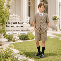 Ensemble 5 pièces formel d'été kaki pour garçons : Blazer, Chemise, Cravate, Short, Chaussettes – Tenue de mariage ou de cérémonie pour enfants, style gentleman, OEM