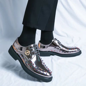 Chaussures habillées pour hommes de style Oxford 2025, en cuir véritable, bout pointu, à enfiler, semelle en caoutchouc, tendance de la mode toutes saisons - Product Image 6