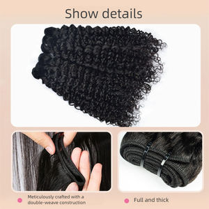 Extensions de cheveux humains vierges indiens Jerry Curly, super double drawn, <span class=keywords><strong>tissage</strong></span> machine double <span class=keywords><strong>trame</strong></span>, toutes couleurs, pour femmes YEUNG BEAUTY No - Product Image 5