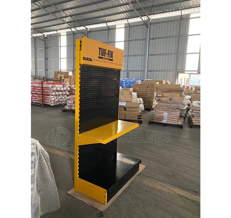 Factory directly retail store single sided pegboard metal frame power tool holder floor display stand