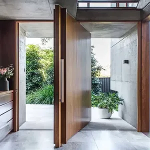 Amigable exterior puertas de entrada frontal casas Villa Puerta pivotante moderna puerta pivotante puerta de <span class=keywords><strong>madera</strong></span> - Product Image 6