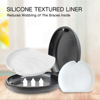 Boîte de rangement pour prothèses dentaires à prix de gros, couleur personnalisée, étui rond pour appareil de rétention avec coussinet en silicone rond, étui pour aligneur dentaire
