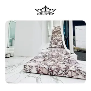 Goldtop OEM/ODM Marmor Decoration home white Marmore with river purple vein calacatta viola marble slabs for stair step