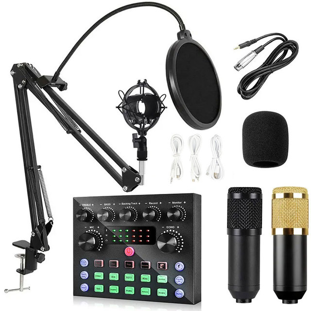 Profissional BM 800 Avec Carte Son V8 Audio Sound Card Podcast Mic Set Karaoke BM800 Recording Studio Condenser Microphone