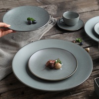 Assiette à pâtes rétro de luxe couleur unie, assiette à steak, tasse, vaisselle créative pour hôtel et restaurant, service de table pour l'après-midi