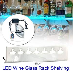 Barra de exhibición de botella de licor con luz LED montada en la pared Estante de exhibición flotante LED con soporte de vidrio, para cocina Comedor Bar - Product Image 5