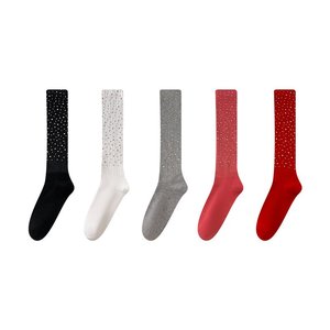 Op maat gemaakte logo strass kalfsokken lente kniehoge glitter feest sokken festival cadeau dames bulk bestelling aanpasbare kousen - Product Image 1