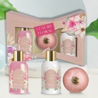 Vente en gros bombe de bain et gel douche de marque privée pétales de fleurs pour le bain et la douche pétillants coffret cadeau blanchissant pour les femmes emballage logo personnalisé