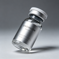 Étiquettes personnalisées en PET argent mat, autocollants métalliques imprimés en noir pour l'emballage de flacons d'ampoules et de sérums cosmétiques