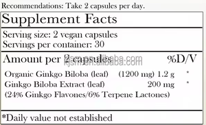 خلاصة الجنكه بيلوبا بويرارين 50 ملغم/كبسولات علامة خاصة OEM ODM زجاجة تعبئة صحية من الدرجة الغذائية - Product Image 4