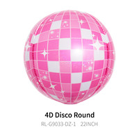 Ballons en feuille de discothèque laser rose orange 4D CYmylar de 22 pouces, ballons personnalisés rétro années 70 et 80, décoration de fête disco, globos 4D