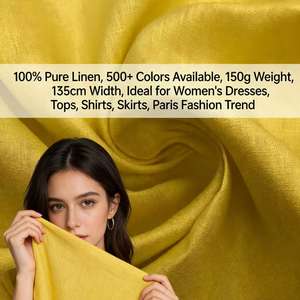 Tissu en lin/coton, style croisé, poids moyen, respirant et transparent pour la literie et les coussins - Product Image 6