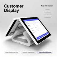 Terminal de point de vente tactile à double écran 15,6''+15,6'', gestion des commandes, caisse enregistreuse, système de point de vente, blanc, Windows, boutique