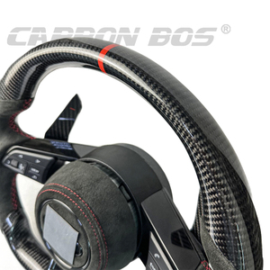 Volant sport en fibre de carbone noire avec ligne centrale rouge, compatible avec Audi A3 A4 A5 A6L A8 <span class=keywords><strong>Q3</strong></span> Q4 Q5 Q7 Q8 - Product Image 5