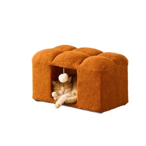 Banc de rangement carré pour chat, couleur crème, petit, pour salon ou entrée, idéal comme banc à chaussures - Product Image 5