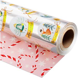 Silver Christmas Wrapping <b>Paper</b> <b>Roll</b> 17 In X 32.8 Ft Single Side Recyclable Gift <b>Wrap</b> For Holiday Crafting - Product Image 1