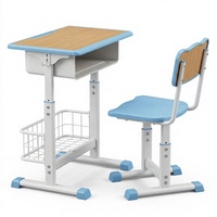 Ensemble de chaise de bureau moderne réglable pour étudiant avec dossier ergonomique, panier à livres, mobilier scolaire portable en plastique pour salle de classe