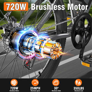 Bicicleta Eléctrica Todoterreno con Motor sin Escobillas de 350W, Certificada, 36V 7.8AH, Cuadro de Acero de Alto Carbono, 7 Velocidades, 50-60km, Envío Gratuito en EE. UU. - Product Image 3