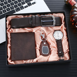 Reloj de cuarzo de acero inoxidable <span class=keywords><strong>para</strong></span> hombre, conjunto de pulsera, cartera, llavero, correa, regalo de vacaciones - Product Image 4