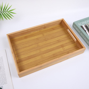 Bamboo Serving <b>Tray</b> With Handle Rectangular Solid Wood <b>Tea</b> <b>Tray</b> For Hotel Restaurant Japanese Minimalist Style - Product Image 3
