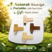 Nouvelle clé USB 2.0 pivotante en bois haute vitesse avec options de stockage de 1 Go/2 Go/4 Go/8 Go/16 Go/32 Go/64 Go/128 Go