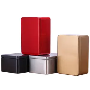 Caixa de lata de metal personalizada, caixa de lata de metal personalizada retangular para café, chá, canister