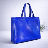 Sac de courses en non-tissé laminé PP holographique argenté, personnalisé, recyclable et réutilisable, prix de gros