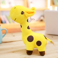 Porte-clés en peluche girafe jaune doux pour la peau, mini pendentif girafe marron à taches de dessin animé, cadeau d'anniversaire pour enfants - Grande Vente