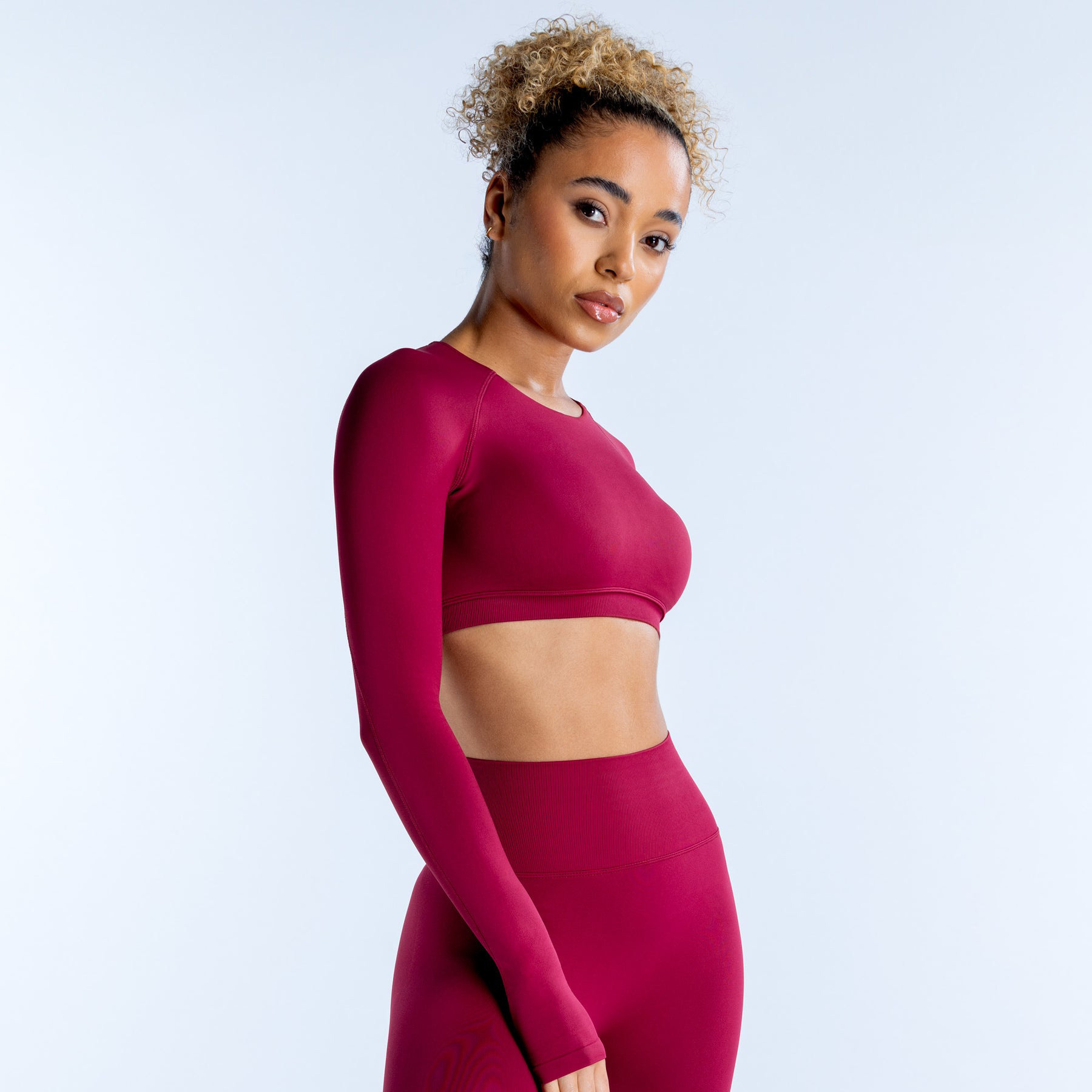 For for Best-Selling Women's Round Neck Short Top Cropped Hollow Back Long Sleeves Spandex/Nylon Sweat-Wicking for Yoga