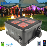 4x15W RGBWA+UV Projecteurs LED étanches à batterie sans fil DMX avec écran OLED pour éclairage de scène, mariage et événements
