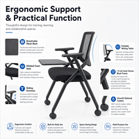 Chaises pliantes pour événements, chaise de formation ergonomique moderne avec tablette d'écriture, siège en mousse moulée pour salle de réunion