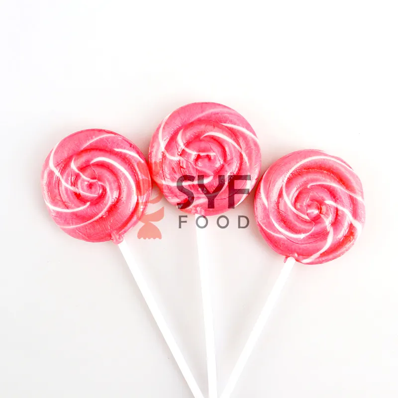 wholesale Private label customization stick candy fruits flavour pink swirl lollipop