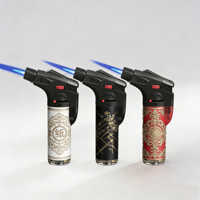 Briquet torche à jet grand format, promotionnel, fantaisie, en plastique, portable, personnalisable, rechargeable, écologique, durable, au butane, coupe-vent, pour camping et cuisine