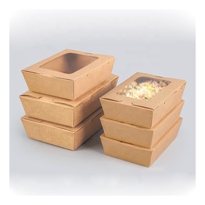 Boîtes carrées jetables <span class=keywords><strong>à</strong></span> emporter en papier <span class=keywords><strong>kraft</strong></span> avec fenêtre transparente <span class=keywords><strong>Boîte</strong></span> d'emballage alimentaire biodégradable Hotsale avec bûche imprimée sur mesure - Product Image 5
