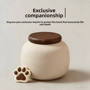 Guci Kremasi Anjing Keramik Kedap Udara Bentuk Tetesan Air Desain Modern Kustom Buatan Tangan untuk Abu Jenazah - Product Image 1