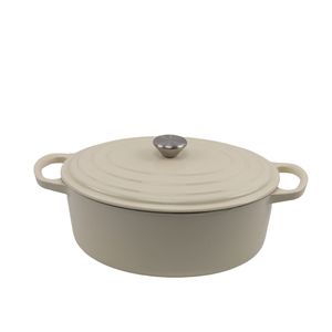 Fabrieksvoorraad Hoge Kwaliteit 4.5L Gietijzeren Emaille Ovale Kookpan Metalen Braadpan voor Zeevruchten Stoofpot - Product Image 6
