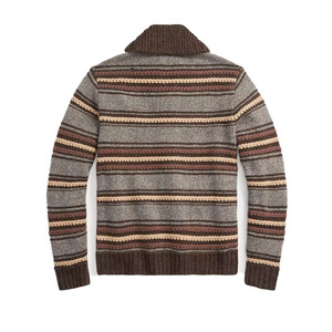 <span class=keywords><strong>Pull</strong></span> en tricot personnalisé OEM pour hommes Cardigan à un bouton Col marin Tricot à broderie lourde <span class=keywords><strong>Pull</strong></span> à manches longues avec poche pour hommes - Product Image 3