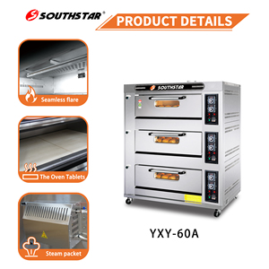 Four <span class=keywords><strong>à</strong></span> gaz commercial Southstar <span class=keywords><strong>à</strong></span> 3 niveaux et 6 plateaux, populaire, avec option de carreaux de <span class=keywords><strong>pierre</strong></span> et de vapeur - Product Image 3