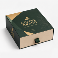 Boîte cadeau tiroir personnalisée en gros pour emballage de café, boîte rigide de luxe en papier avec ruban de tirage pour grains de café