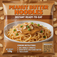 Nouilles Udon Cuites Assaisonnées au Beurre de Cacahuète Naturel, Faible Teneur en Sodium, Sans Sucre, Emballage en Boîte/Vrac Sain