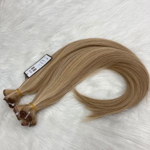 Extensions de cheveux humains de luxe en gros, trame plate, 100% vierges blondes Remy, sans couture, double épaisseur - Product Image 1