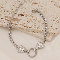 Mode En Acier Inoxydable Double Tête De Léopard Bracelet Avec Cercle Pendentif Hommes Femmes Gothique Hip Hop Rock Punk Bijoux Accessoires
