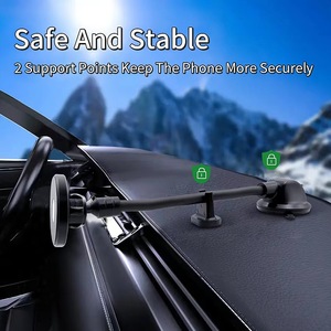 Support magnétique pour téléphone de voiture avec bras flexible pour la navigation, noir, ajustement universel - Product Image 3