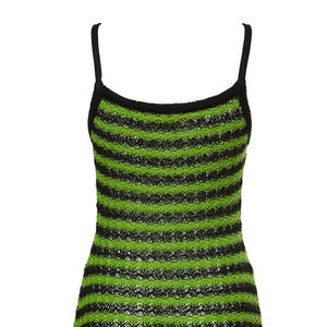 Vestido corto de ganchillo hecho a mano para mujer, diseño personalizado Sexy y encantador de fábrica, tela de gasa con cuello Mandarín de lino a rayas Vintage - Product Image 4