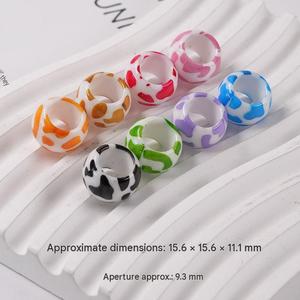16mm Cow Print Acrylic <b>Large</b> Hole <b>Beads</b> Colorful Round Loose Spacer <b>Beads</b> DIY Keychains Accessories Supplies Wholesale Bulk - Product Image 6