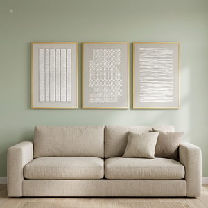 Thalasse 3D <b>Textured</b> Portrait <b>Wall</b> <b>Art</b> for Bedroom 3 Piece Modern Wood Frame Metal Base - Product Image 3