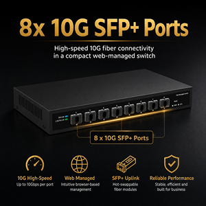 Commutateur <span class=keywords><strong>Web</strong></span> géré 10G monté en rack, 8 ports SFP Plus, commutateur optique intelligent pour la mise en place de réseaux <span class=keywords><strong>LAN</strong></span> d'entreprise - Product Image 2