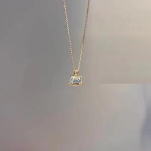 925 <b>Sterling</b> <b>Silver</b> Simple Sugar Aquamarine <b>Pendant</b> Female Crystal <b>Necklace</b> with Small Crystal Sugar Collar Chain New Design - Product Image 3